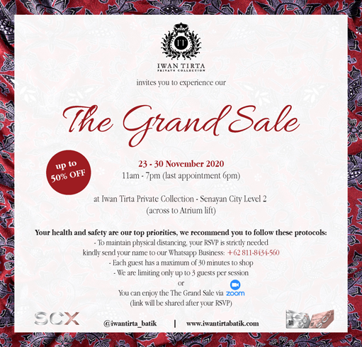 Iwan Tirta Private Collection - The Grand Sale Discount up to 50% OFF